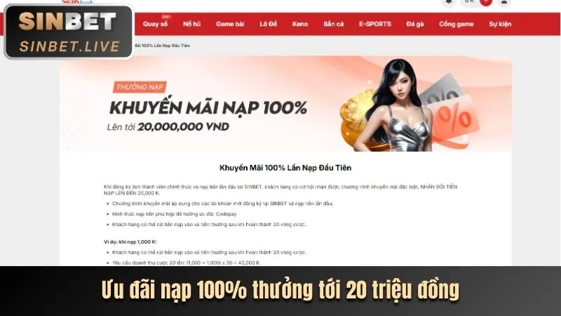 Thưởng chào mừng nạp lần đầu VL88